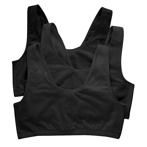 Hanes Bralette Pack, Cotton Scoopneck Bralette, Low-Impact Sports Bra, 3-Pack Sujetador Mujer