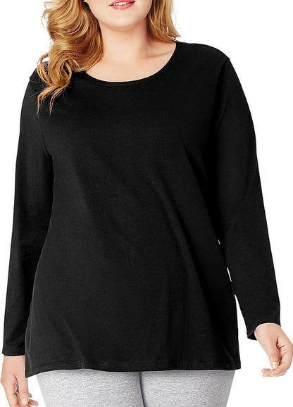 Just My Size JMS - Playera de Manga Larga de algodón para Mujer, Talla Grande, Playera de Cuello Redondo para Mujer