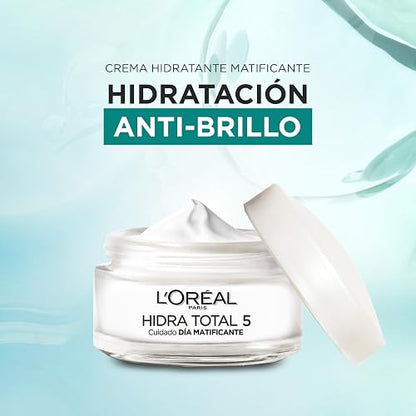 L'Oreal Paris, Crema Anti-Brillo Hidra Total 5 Matificante, 50Ml