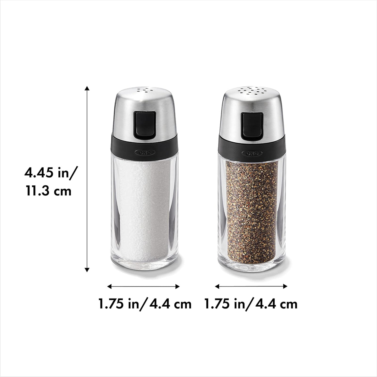 OXO Good Grips boquillas, Set de batidor de sal y pimienta, Transparente / plateado, Sal/pimienta, 1