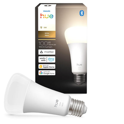 Philips Hue Bombilla LED inteligente A21, luz blanca cálida 2700K, base E26, 13.5W, 1600 lúmenes, regulable, funciona con Alexa, Asistente de Google y Apple Home, 1 unidad