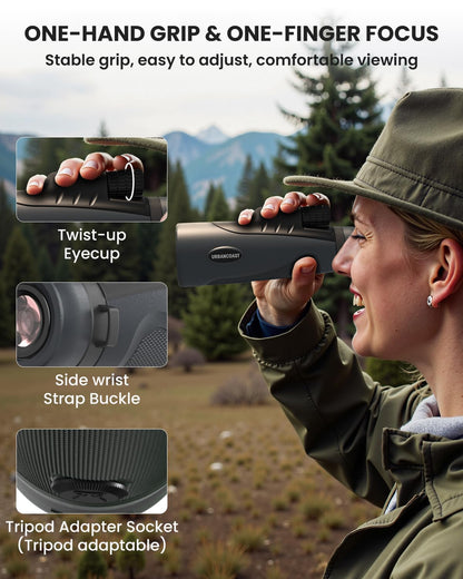 Telescopio monocular de 15 x 54 para Adultos de Alta Potencia, Impermeable, Prisma BAK4, Lente FMC, Compacto y Ligero para observación de Aves, Caza, Senderismo, Viajes y Aventura al Aire última