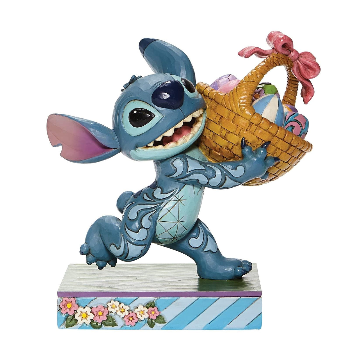 Enesco Disney Traditions by Jim Shore Lilo and Stitch Running con Cesta de Pascua, 5.75 Pulgadas, Multicolor