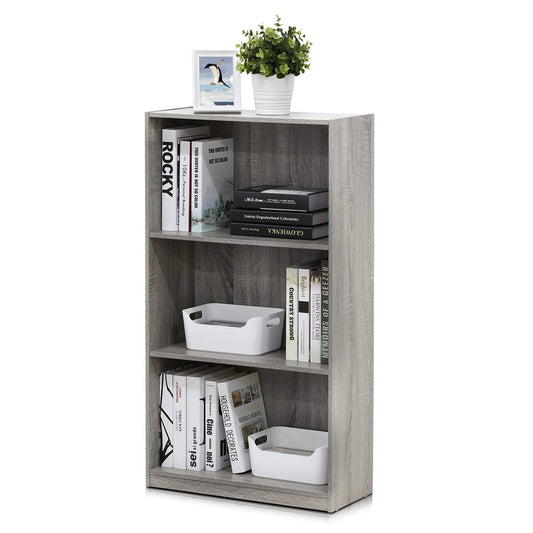 Furinno Básico Estantería de Almacenamiento de 3 Niveles, Roble Francés Gris