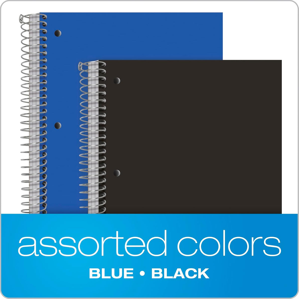 Oxford 10386 Cuadernos de poliéster de 3 materias, 22.86 cm x 27.94 cm, regla universitaria, tapas de colores surtidos, 150 hojas, 3 bolsillos divisores de poliéster, 2 unidades