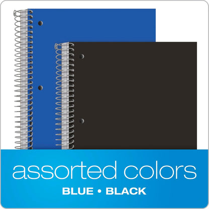Oxford 10386 Cuadernos de poliéster de 3 materias, 22.86 cm x 27.94 cm, regla universitaria, tapas de colores surtidos, 150 hojas, 3 bolsillos divisores de poliéster, 2 unidades