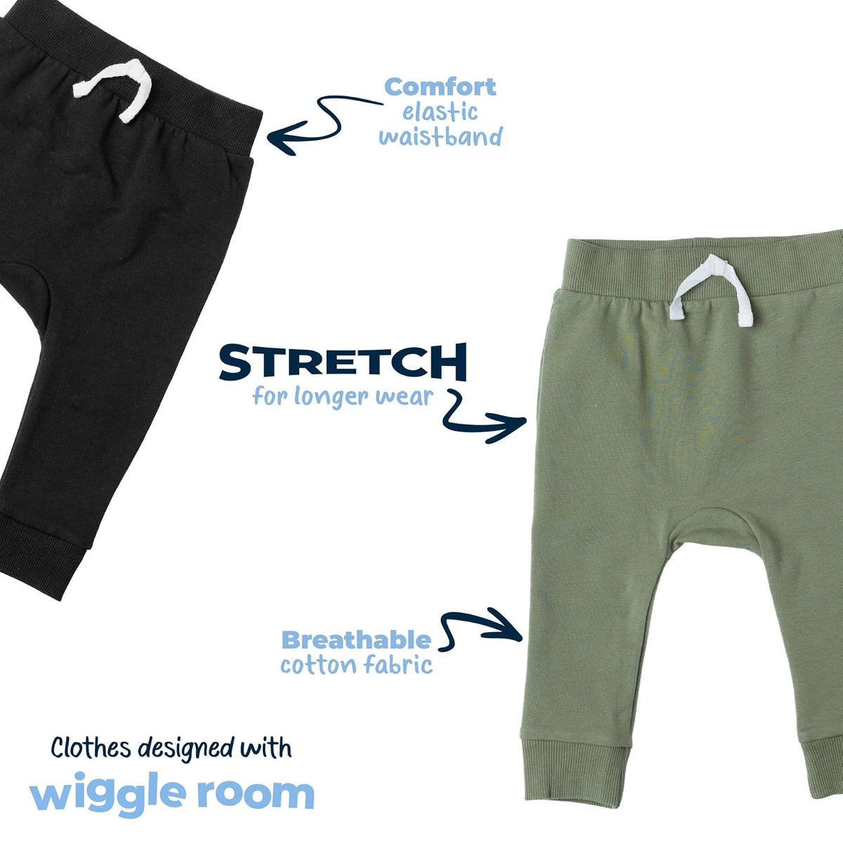 Gerber Paquete de 3 Pantalones Deportivos para niños pequeños Pantalones Deportivos para bebés niños