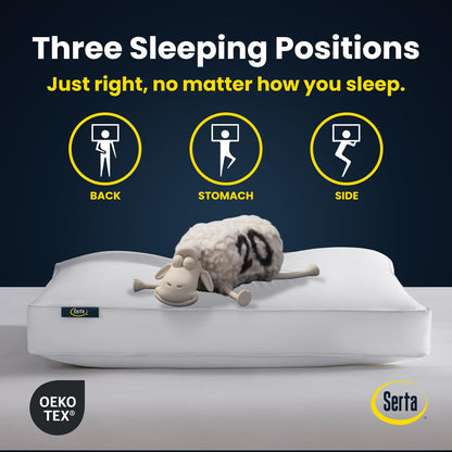 Serta Hotel Collection - Juego de 2 Almohadas de Plumas de Ganso Blanco, 100% algodón, tamaño King, 2 Unidades