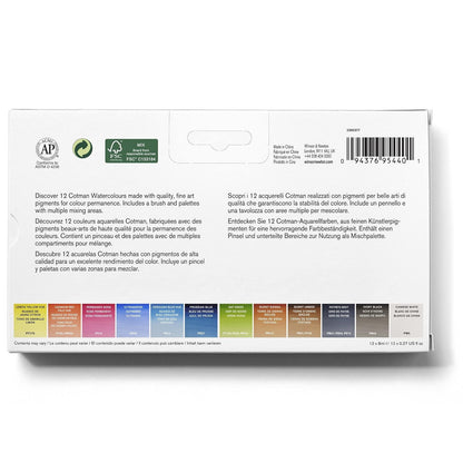 Winsor & Newton Cotman Water Coulours™ Caja de bolsillo esbozo, pinturas de lujo, juego de 16, media pastillas, Painting PLUS Set de tubo, Variados, 8 mL, 1