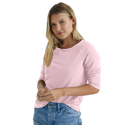 Hanes Playera con Manga a 3/4 Mujer - Tela elástica, Cuello Redondo