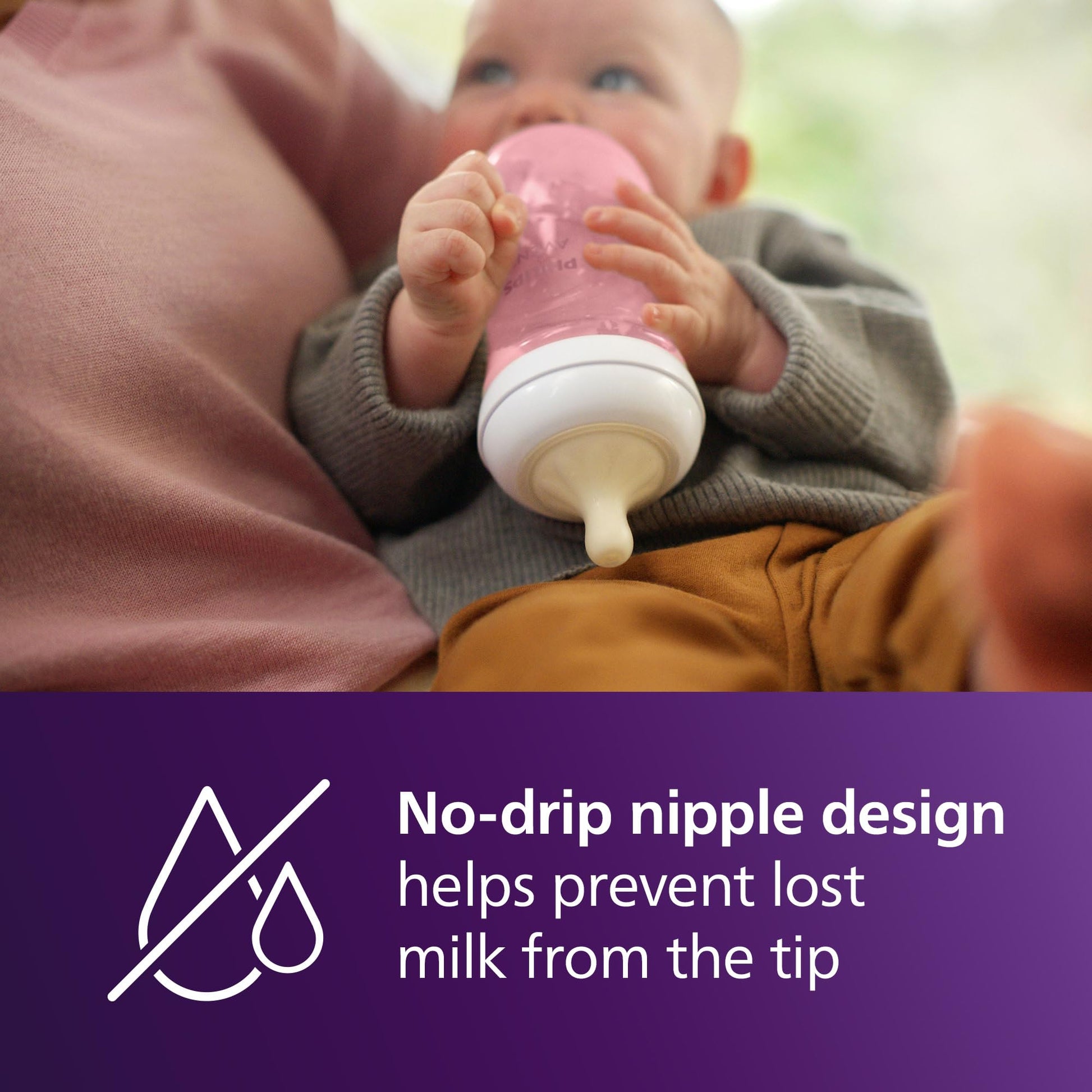 Philips Avent Biberón Natural Response con válvula anticólicos, color rosa, 9 oz/260 ml, 1 ml+, Flujo 3 Medio. 4 piezas, SCY903/14