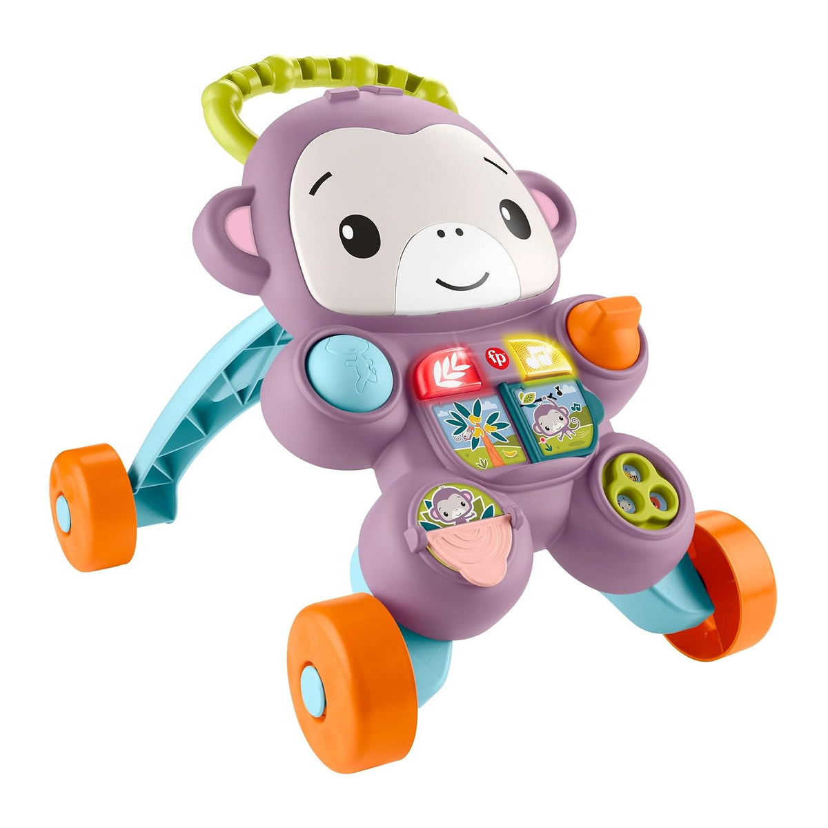 Fisher-Price Andadera Aprende Conmigo Amigo Mono 6+ Meses | Música y actividades interactivas, mango ergonómico y base de 4 ruedas