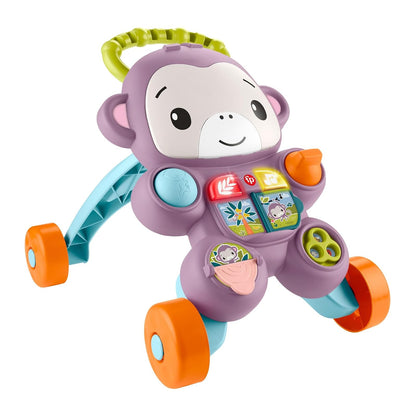 Fisher-Price Andadera Aprende Conmigo Amigo Mono 6+ Meses | Música y actividades interactivas, mango ergonómico y base de 4 ruedas