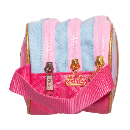 Ruz Lapicera Triple Infantil | Princesas Disney | 100% Poliéster | Medidas 23 x 10 x 8 cm | Estuche Escolar para niñas con Tres Compartimentos y Práctico Cierre de Cremallera para Útiles