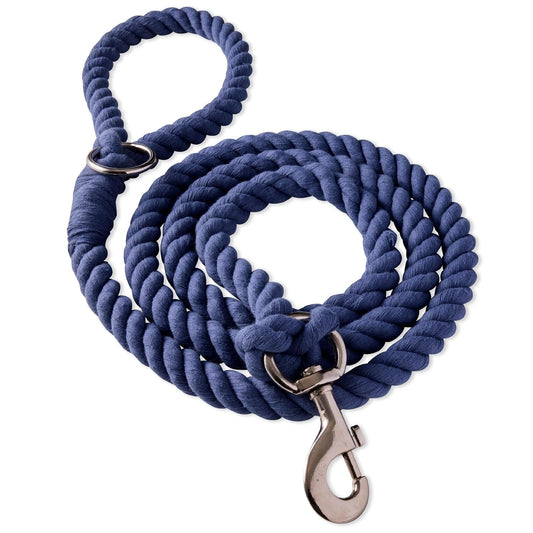 Tucker II - Correa Trenzada de algodón orgánico para Perros con Cuerda Trenzada Duradera de 6 pies para Todas Las Razas de Mascotas, Azul Marino
