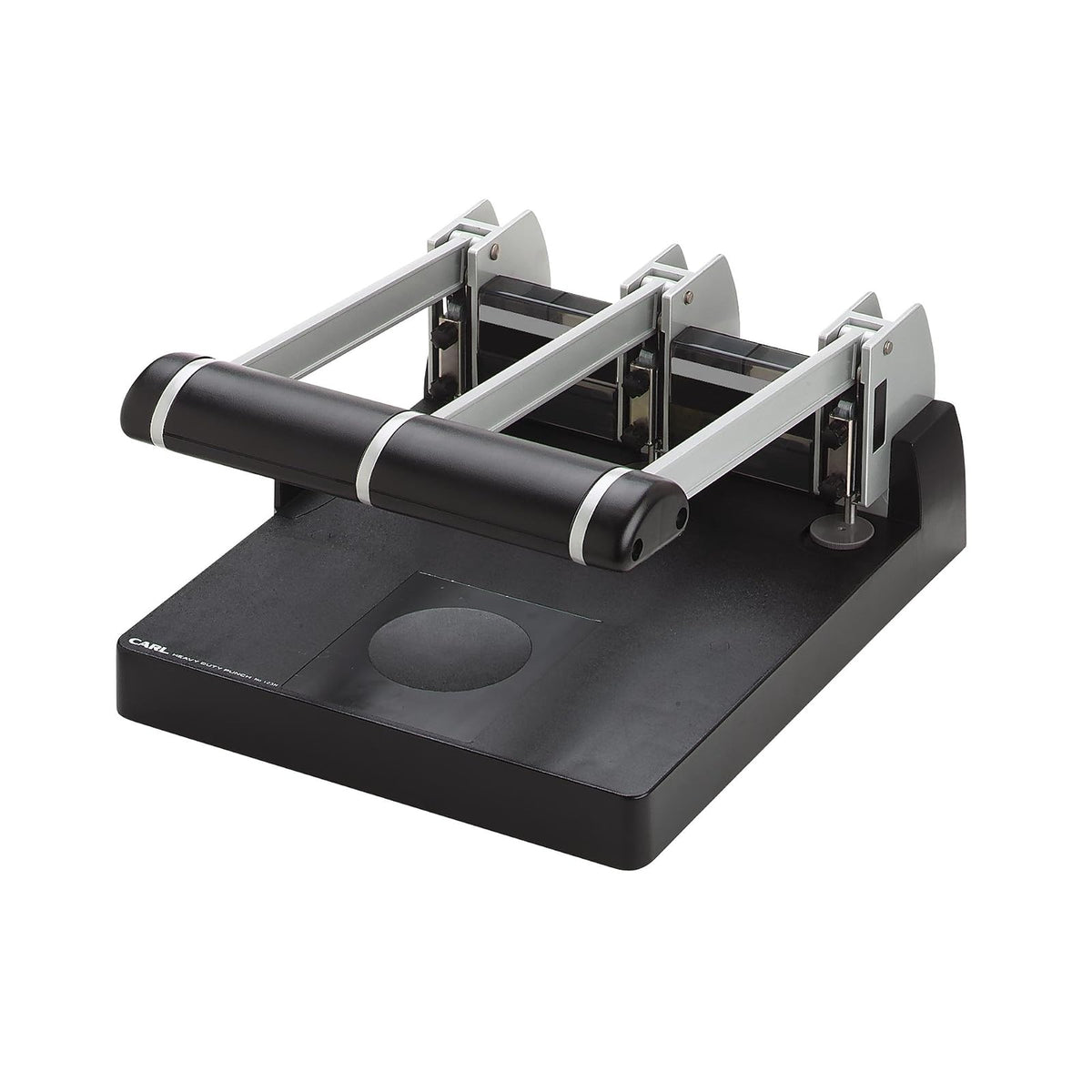 CARL XHC-150N - Perforadora de 3 agujeros, capacidad: 150 hojas de papel, negro/plateado