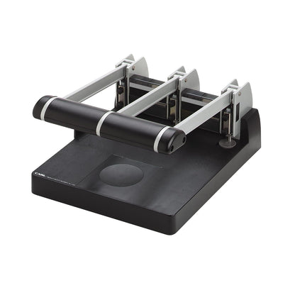 CARL XHC-150N - Perforadora de 3 agujeros, capacidad: 150 hojas de papel, negro/plateado