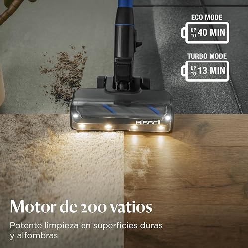 Bissell PowerClean FurFinder - Aspiradora inalámbrica de 200 W con Rollo de Cepillo para Polvo sin enredos, succión Fuerte, batería extraíble, Montaje en Pared, Herramienta de tapicería y Faros