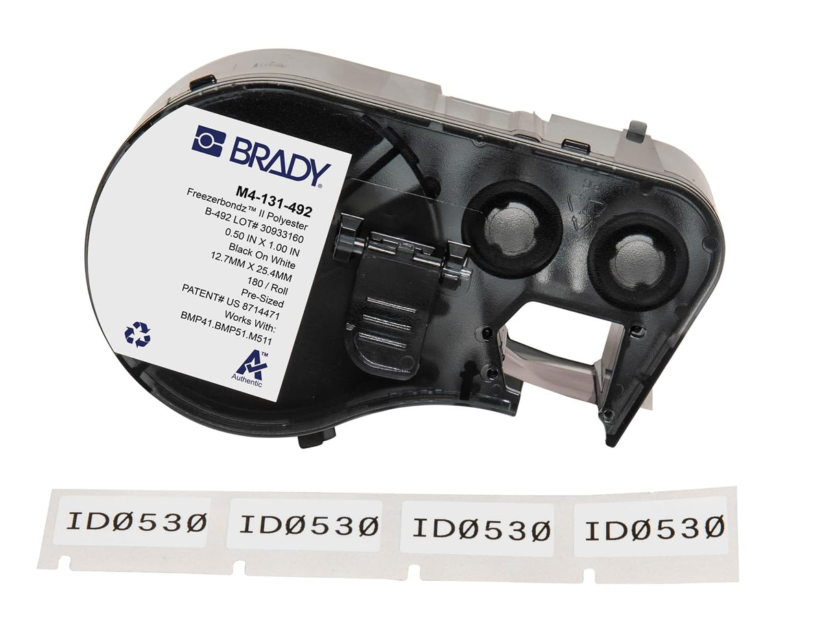 Brady Authentic Etiquetas de Vinilo Autolaminadas para Cables 180 Piezas - Negro sobre blanco - 0.5*1 inches