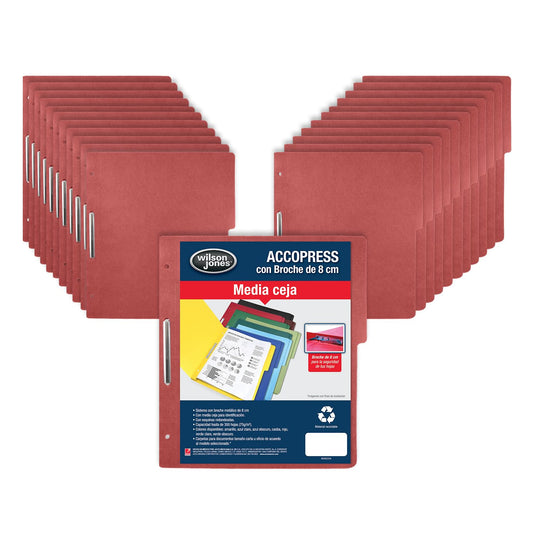 Wilson Jones/Carpeta Accopress Folder con Broche de 8 cm. 300 Hojas. Caoba 90 pzas. Carta. P4555