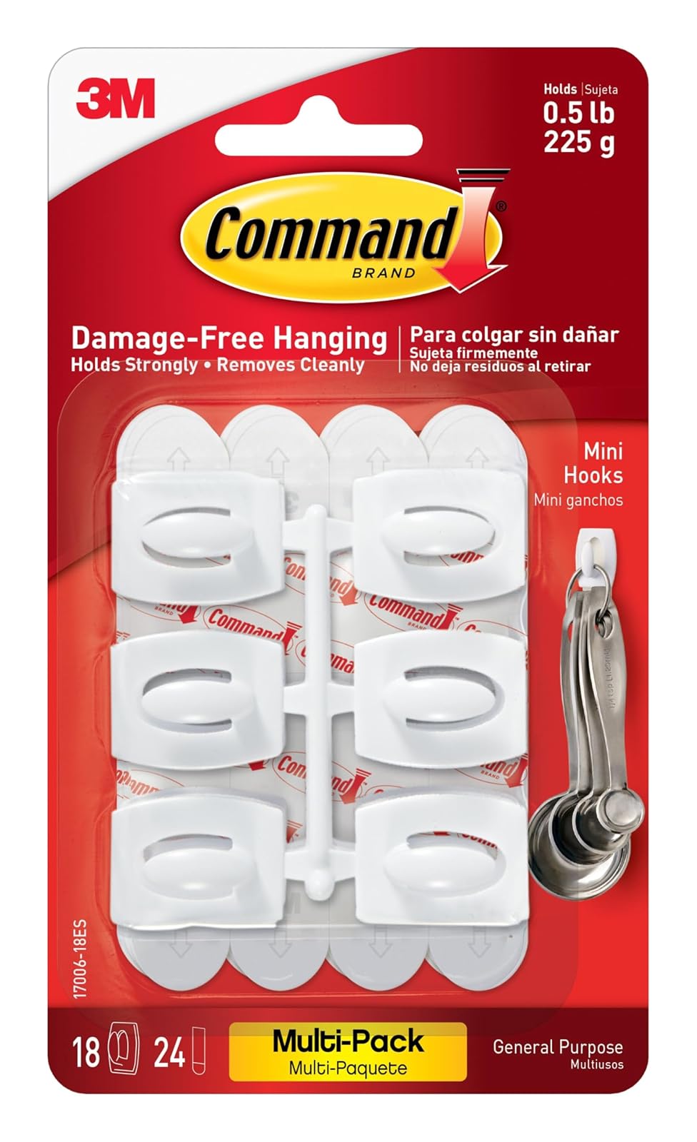 Command Mini Hooks Value Pack, White, 18-Hook