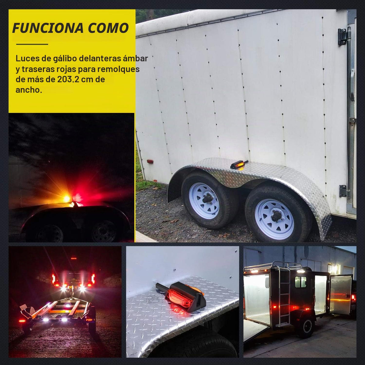 Nilight 2 Luces LED para Guardabarros de Remolque TL-43, Precableadas, Ámbar Frontal y Rojo Trasero