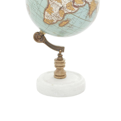Deco 79 Globo de mármol con Base de mármol, 7 x 7 x 11 Pulgadas, Verde Azulado