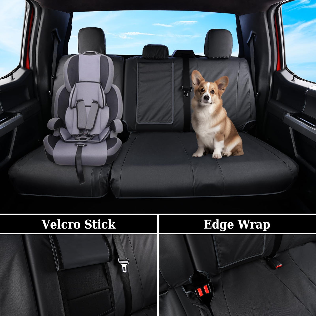 Coverado Fundas de asiento de automóvil para banco trasero, impermeable, para asiento trasero Oxford para protector de asiento de automóvil para niños y perros, compatible con Ford F150 y 2017-2025, Ford F250