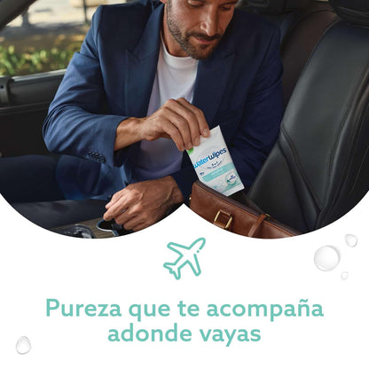 WATERWIPES, Toallitas Húmedas Sensitive+ On The Go, Limpieza 3 en 1, Hipoalergénicas, 10 Paquetes de 10 Piezas