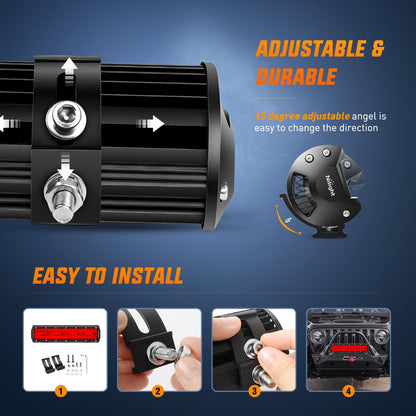 Nilight - Barra de luz LED de 12 pulgadas, color rojo, triple fila, 240 W, combo de puntos e inundaciones, 30000 lm, luces LED todoterreno, luces de seguridad para pesca, caza, luces de seguridad de
