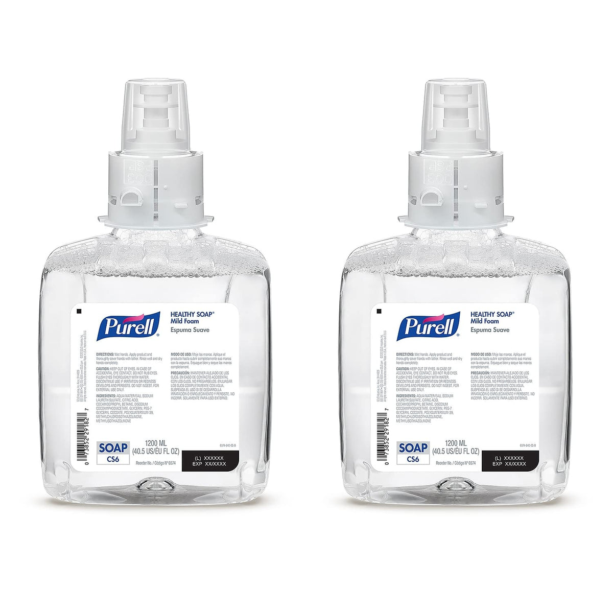 PURELL - Jabón saludable de espuma suave, 1200 ml de repuesto para dispensador automático de jabón de manos PURELL CS6, 2 unidades (paquete de 1) - 6574-02 - Fabricado por GOJO, Inc