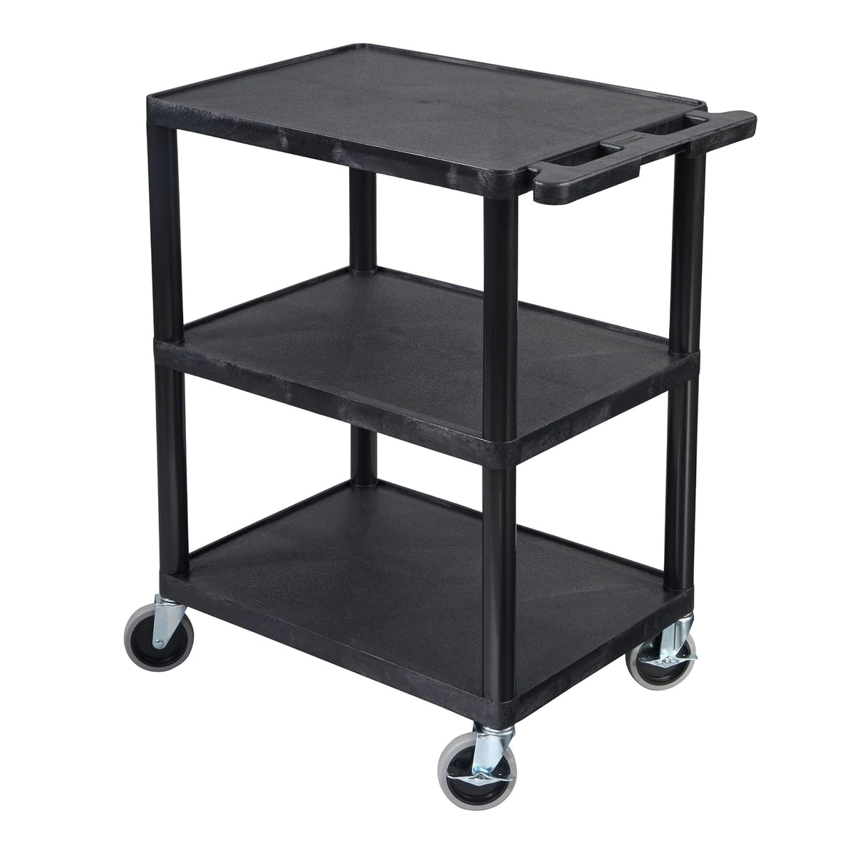 Luxor STC222-B 3-Shelf Utility Cart, Black