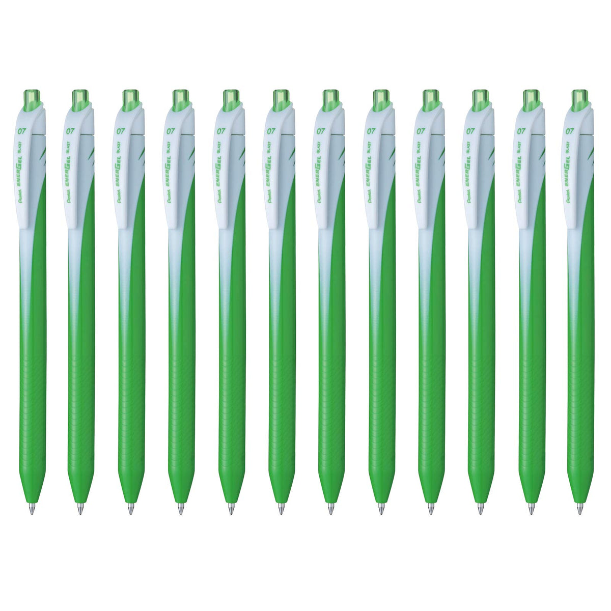 Pentel EnerGel Bolígrafo Retráctil Punto 0.7mm, Caja 12 Piezas - Tinta Verde Claro