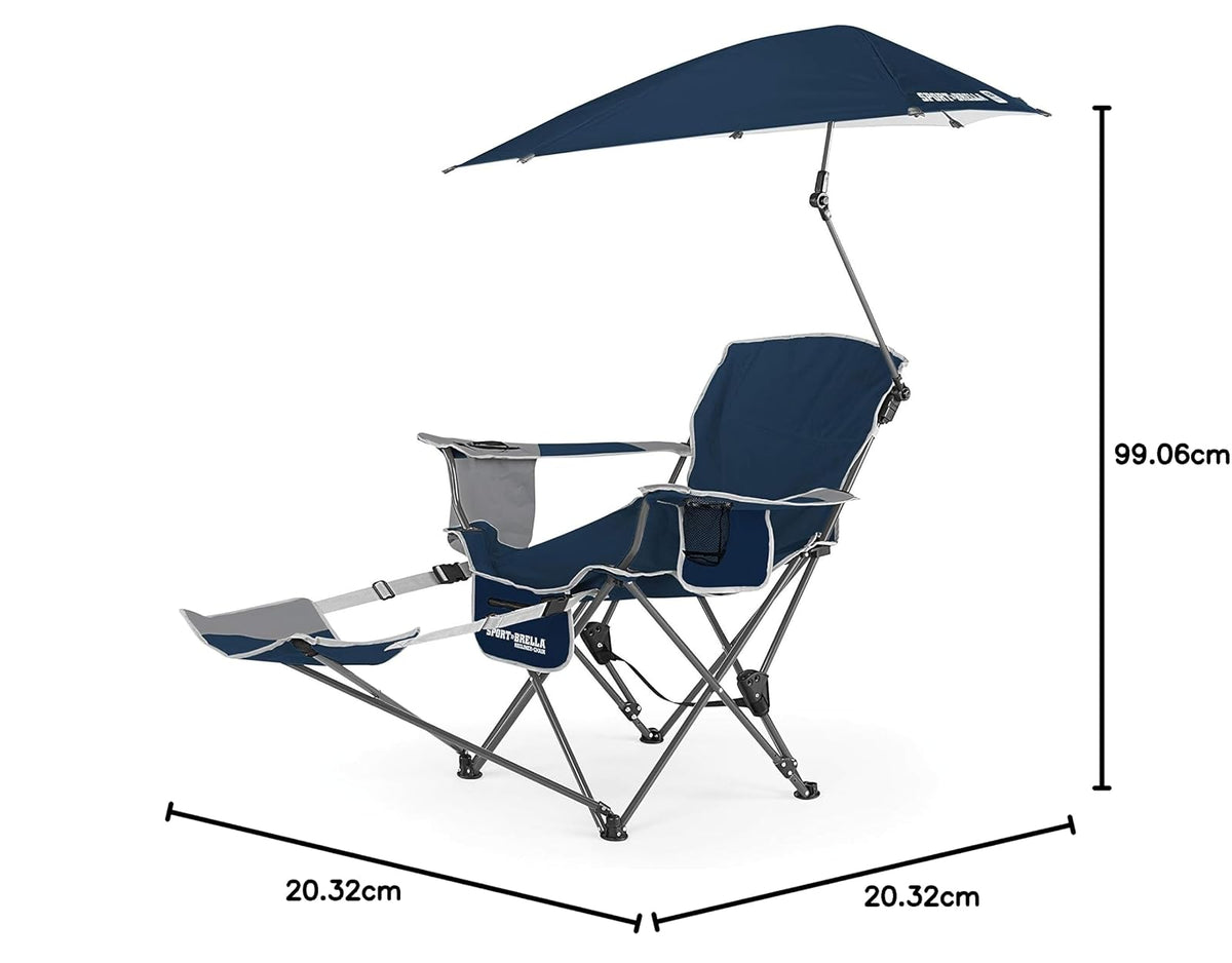 Sport-Brella BRE03-605-04-P Silla reclinable | Azul; armadura 60x100 cm, 3 inclinaciones, brazo giratorio, enfriador, abrebotellas y portavasos