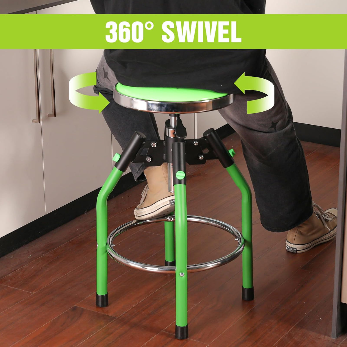 WORKPRO - Taburete de Bar de cochera, Taburete hidráulico Ajustable de Alta Resistencia, 29 a 33 86 Pulgadas, Capacidad de 350 Libras, Verde