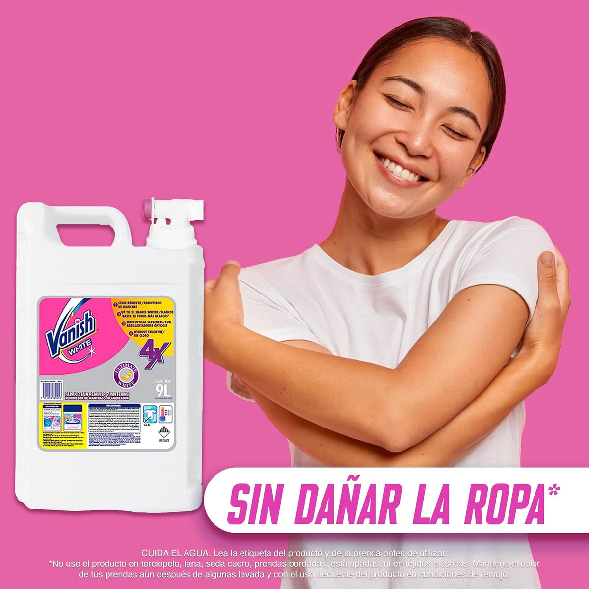 Vanish Quitamanchas Desinfectante en líquido para Ropa color Blanco, 9 l