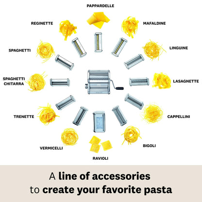 Marcato Accesorio para máquina de pasta linguine, corte de 3 mm, acero cromado, fabricado en Italia, compatible con Atlas 150 y motor Atlas, cortador de pasta, accesorios de cocina, forma de pasta