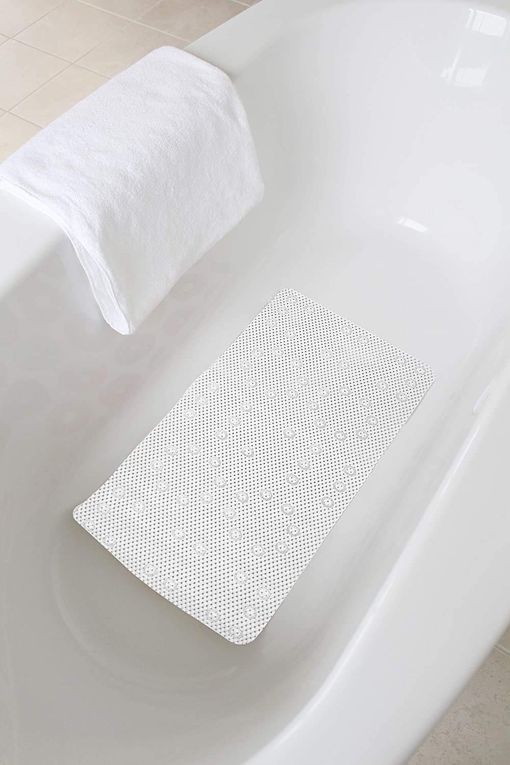 Splash Home Softee - Alfombrilla de baño, 43,2 x 91,4 cm, Color Verde Azulado, Blanco, 1