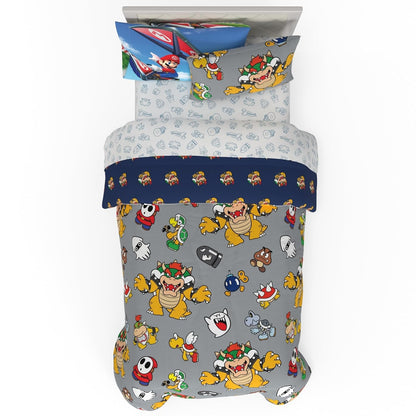 Franco Pokémon Juego de Ropa de Cama, 7 Piezas, Tamaño Matrimonial - 5 Piece Twin Size - Super Mario Bowser Crew