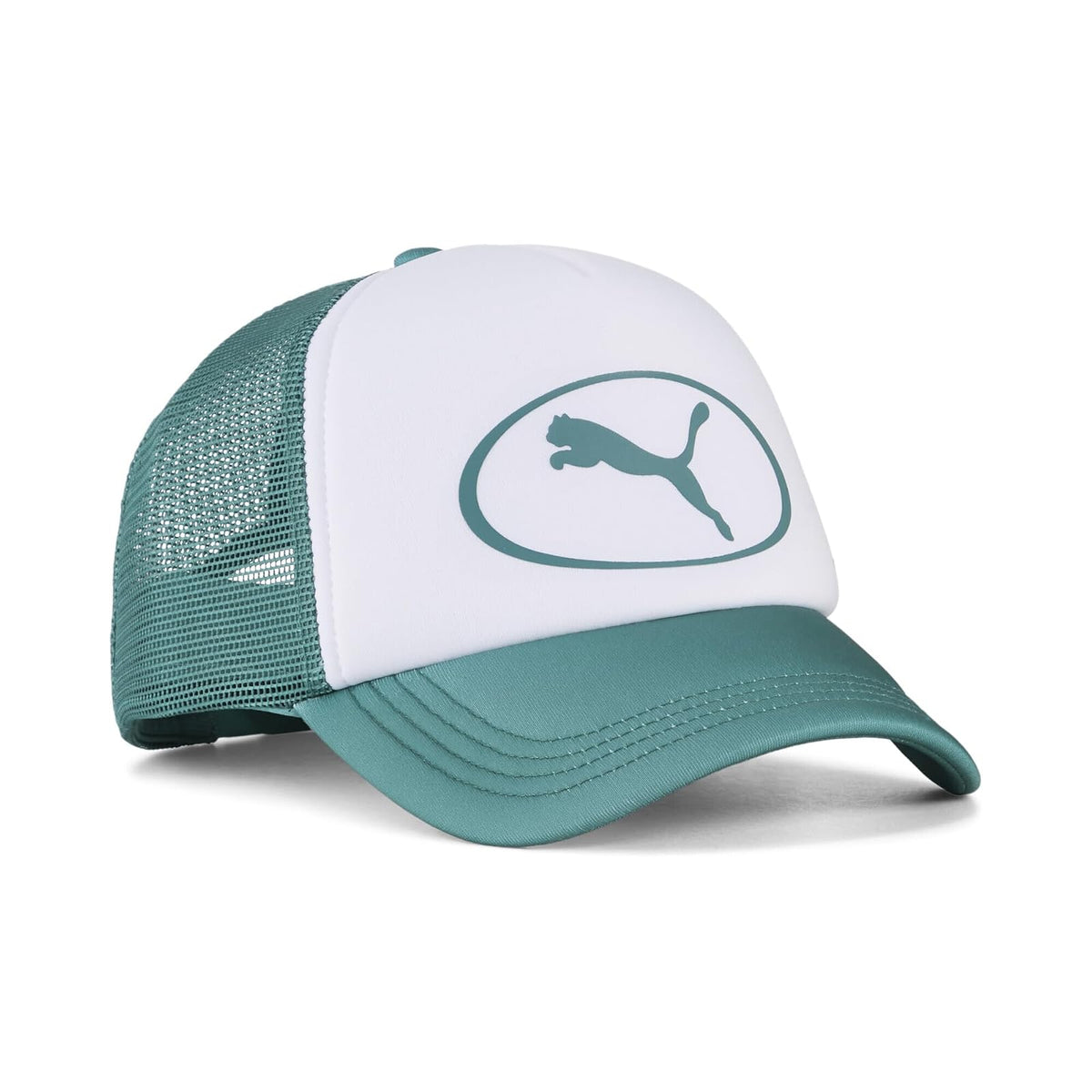 PUMA ESS Trucker Cap - Talla Única - Emerald Ice-PUMA White