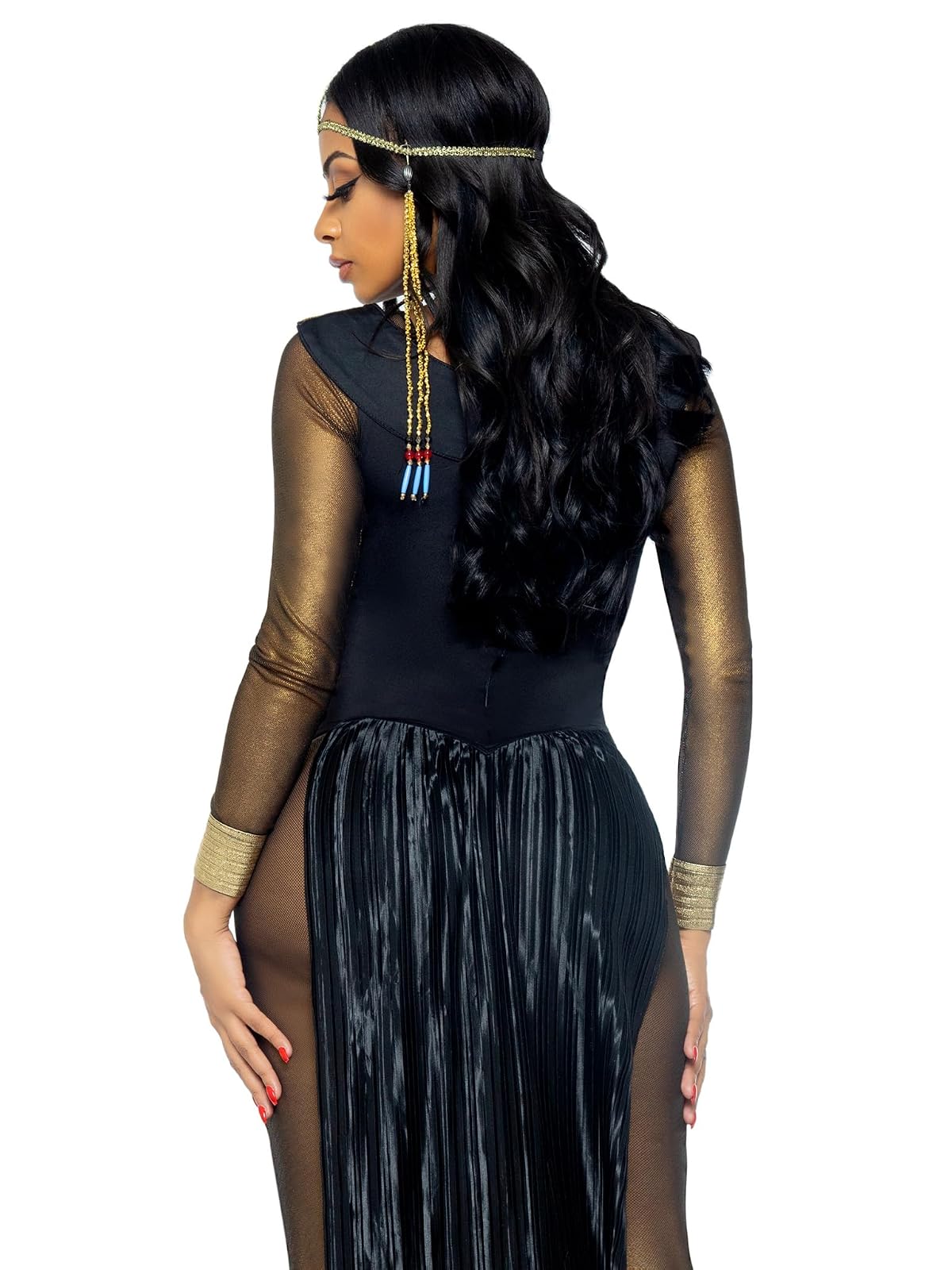 Leg Avenue 3pc.nile Queen Catsuit Dress W/Jewel Collar Head Piece Disfraz de adulto Mujer