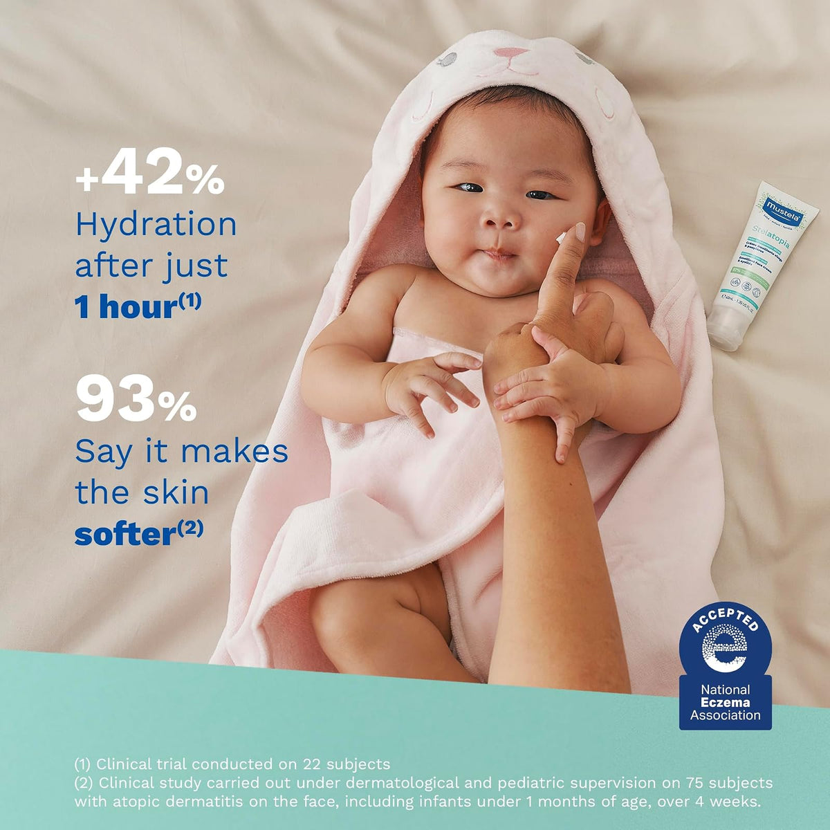 Mustela Stelatopia Emollient Face Cream, for Eczema-Prone Baby Skin, Fragrance-Free, with Natural Avocado Perseose and Ceramides, 1.35 Ounce