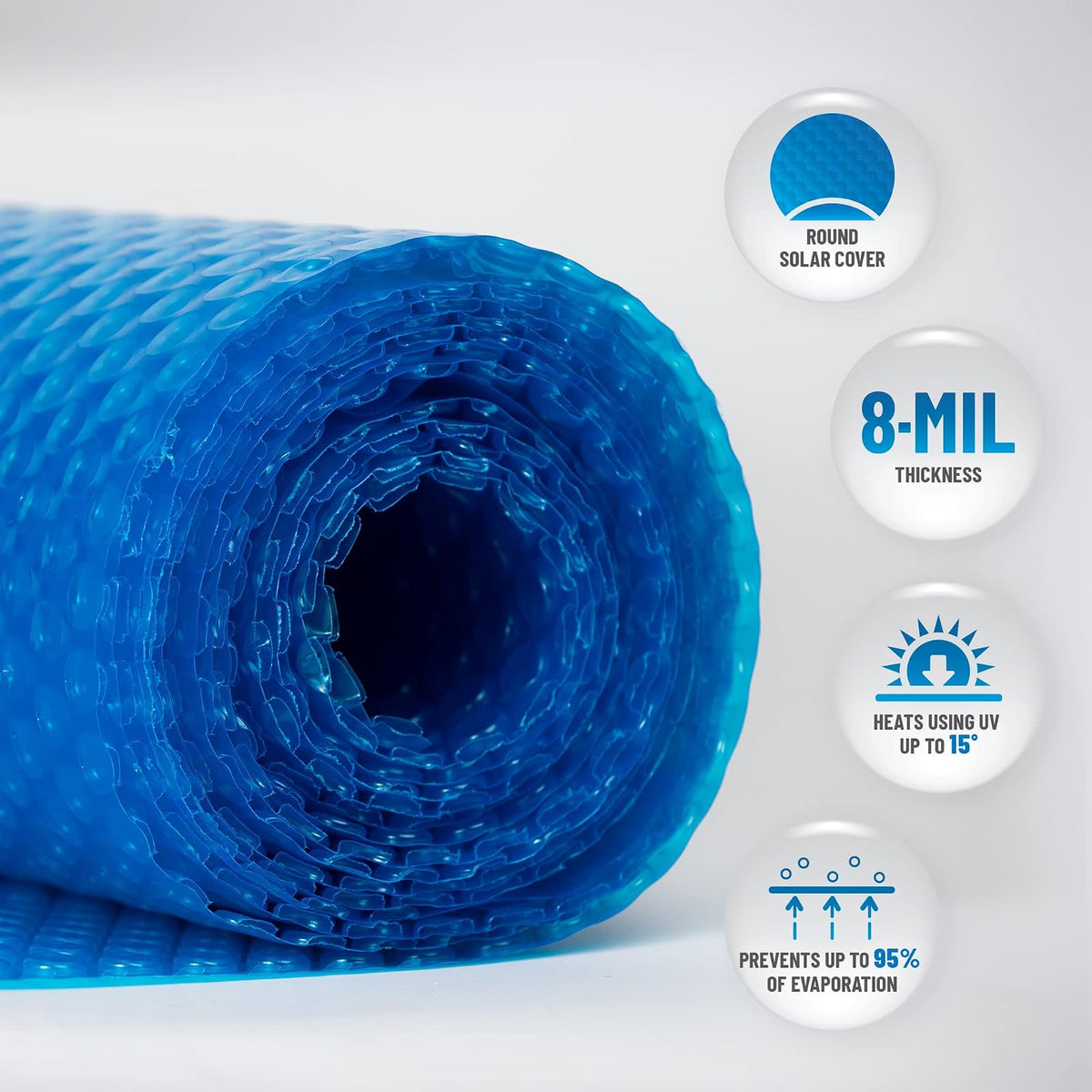 Blue Wave NS115 - Manta solar de 8 mil para piscinas redondas sobre el suelo, 6,4 m, color azul