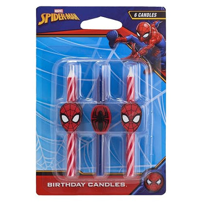 Marvel's Spider-Man™ - Velas de cumpleaños para tartas, 6 velas de cumpleaños para decoración de pasteles, velas rojas y azules, decoraciones para tartas para fiestas de Spiderman
