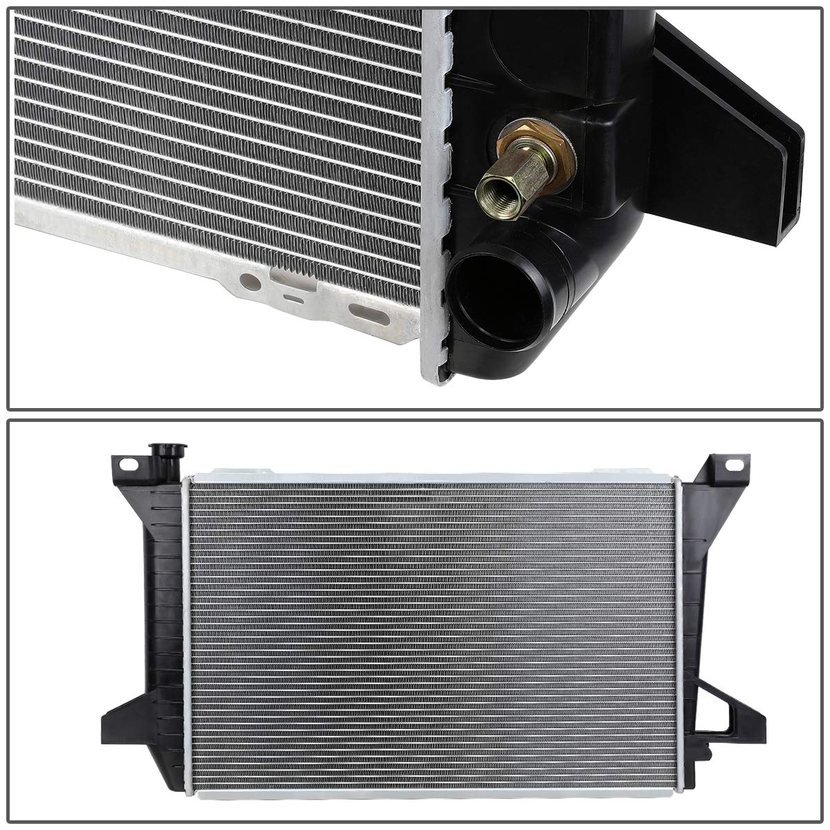 DNA Motoring OEM-RA-1452 Radiador de núcleo de aluminio estilo OE de 1 fila compatible con 85-96 F150 / F250 / F350 MT/AT, 27-1/2 pulgadas de ancho x 18-3/8 pulgadas de alto x 1 pulgada de profundidad, entrada de 1-3/4 pulgadas, 1-3/4 pulgadas 10.2 cm Out