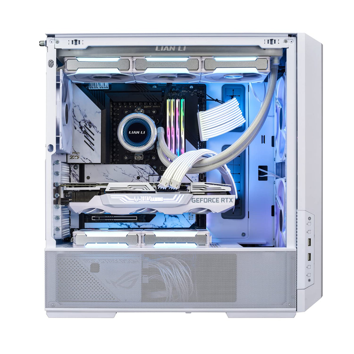 LIAN LI LANCOOL 216 E-ATX - Funda para computadora para juegos RGB, Airflow Focus RGB con paneles de malla integrales, ventiladores PWM de 2 x 160 mm y 1 x 140 mm preinstalados e innovadores chasis de