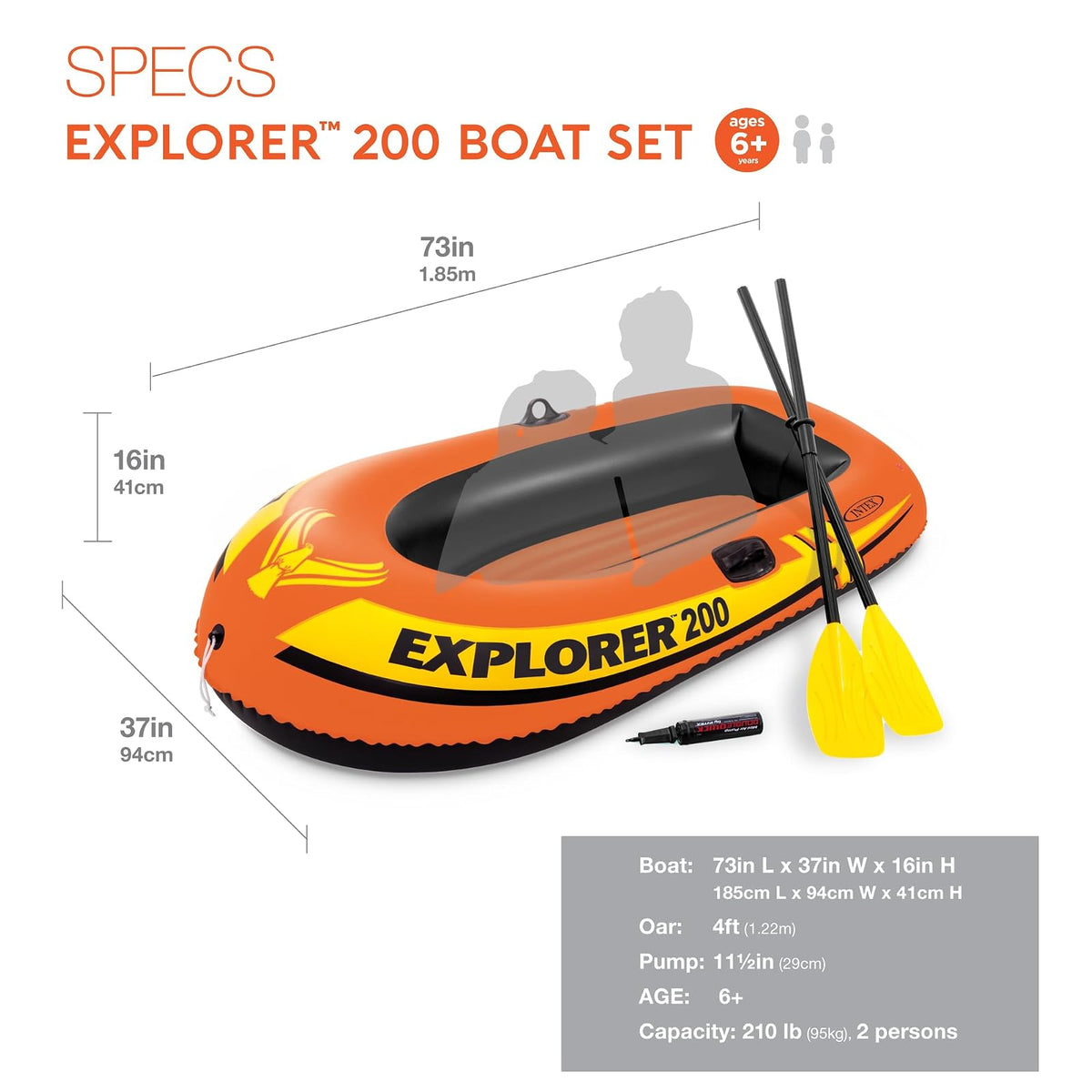 INTEX Explorer - Serie Inflable para Botes: cámaras de Aire duales, cerraduras de remos soldadas, Asas de Agarre, Cuerda de Proa, diseño Deportivo