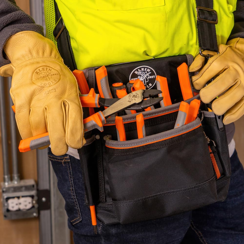 Klein Tools 1005RINS - Alicates aislados, fabricados en Estados Unidos, herramienta de corte y prensado para cables y conectores aislados y no aislados de 10 a 22 AWG, nominal de 1000 V
