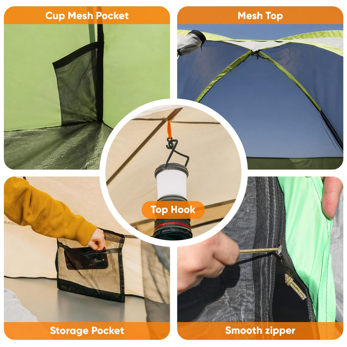 Golabs CT1 - Tienda de campaña para 2 Personas, fácil de Instalar en 3 Minutos, PU1500 mm Impermeable con Parte Superior de Malla y Puerta con ventilación, Ligera Tienda Familiar portátil de 4.5
