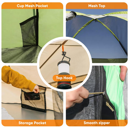 Golabs CT1 - Tienda de campaña para 2 Personas, fácil de Instalar en 3 Minutos, PU1500 mm Impermeable con Parte Superior de Malla y Puerta con ventilación, Ligera Tienda Familiar portátil de 4.5